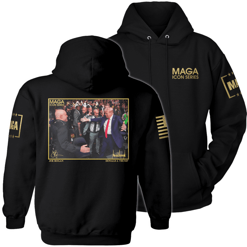 Icon Series Joe Rogan and Trump MENS HOODIE Black back to back 806f8954 d2d1 4a55 a349 78e03239d41d