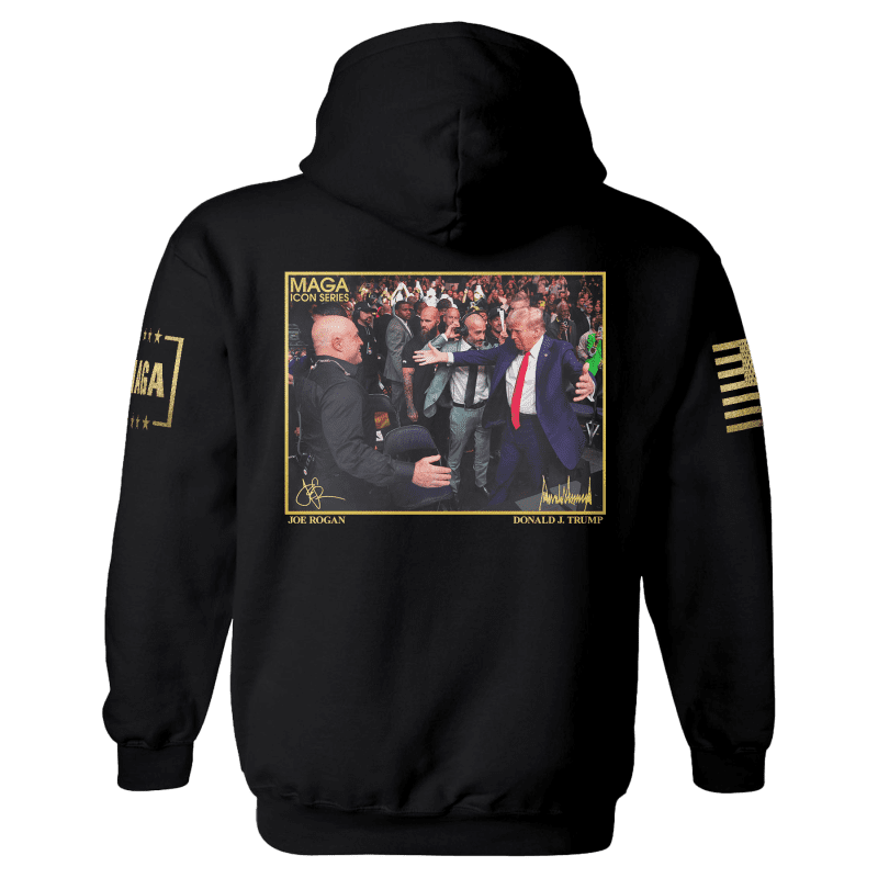 Icon Series Joe Rogan and Trump MENS HOODIE Black back 8b2ee749 744a 4dcc 8abb c1aaffb45087