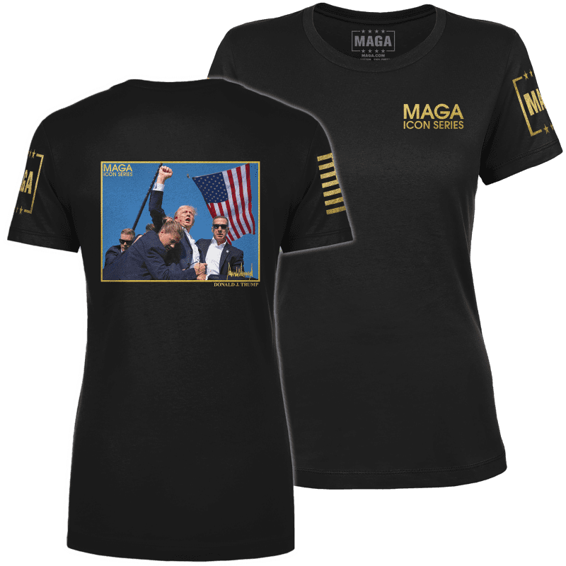 Icon Series Trump Fightladies tees black back to back