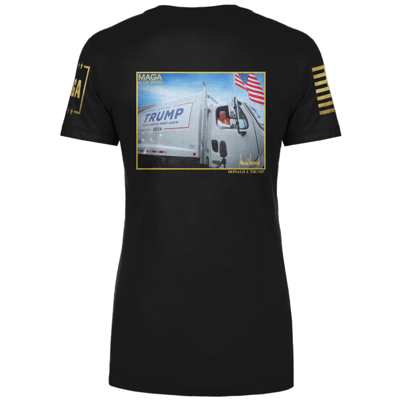 Icon Series Trump Garbage Truckladies tees back black