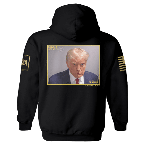 Icon Series Trump Mug Shotmens hoodie back black 76e16de8 74cd 4384 966c 38b98d34e86d