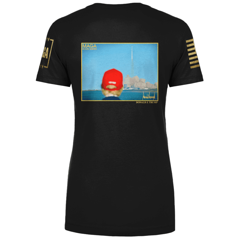 Icon Series Trump SpaceX Rocket Launch LADIES TEE Black back