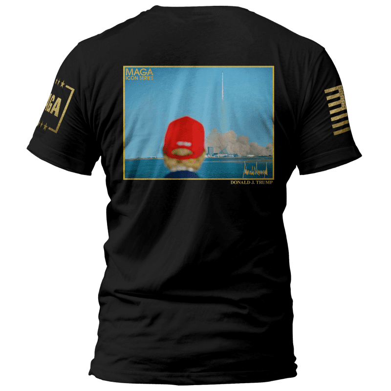 Icon Series Trump SpaceX Rocket Launch MENS TEE Black back