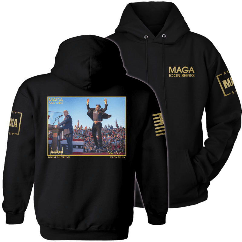 Icon Series Trump and Elon Muskmens hoodies black back to back b7cf7553 8d36 44af 9a3a 4363c4437c85