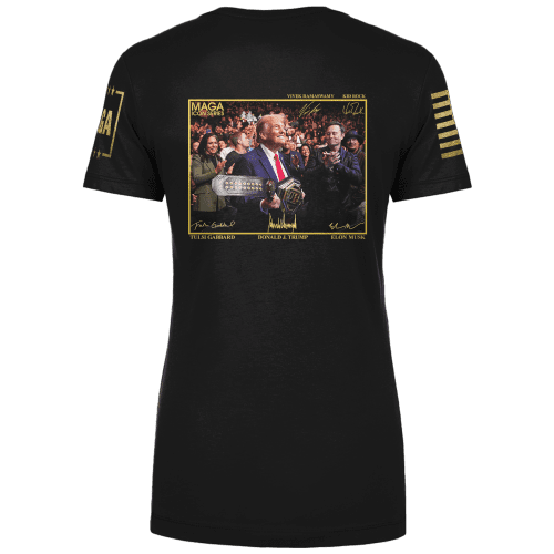 Icon Series Trump with UFC Belt LADIES TEE Black back