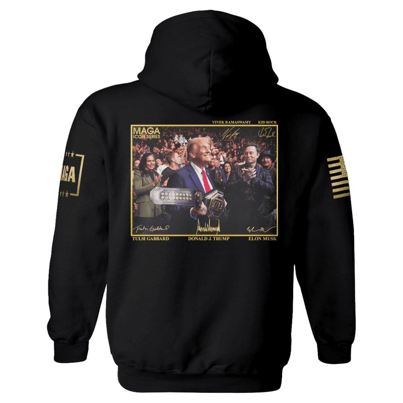 Icon Series Trump with UFC Belt MENS HOODIE Black back 9aca45da abac 421a b955 eef1e71ec673