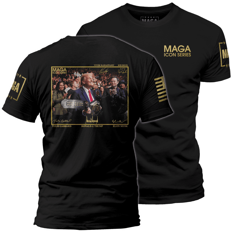 Icon Series Trump with UFC Belt MENS TEE Black back to back d757f564 b55f 4f1a 80f9 6e321671c9c0