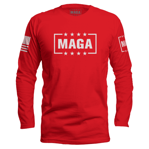 MAGA LOGO T SHIRTmens long sleeves red