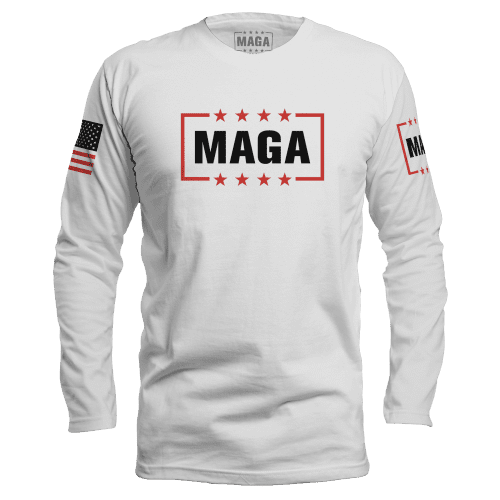 MAGA LOGO T SHIRTmens long sleeves white