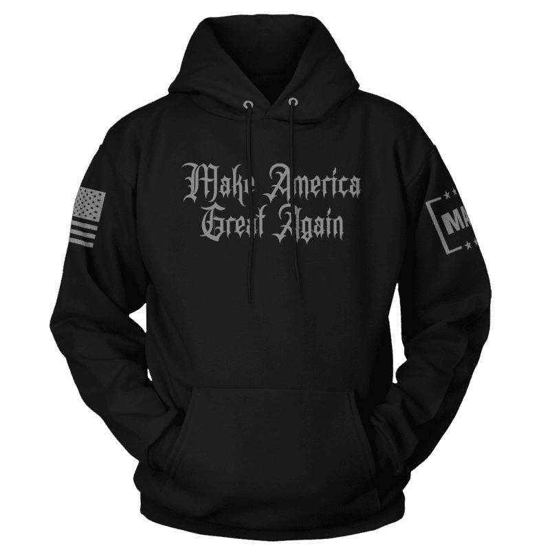 MakeAmericaGreatAgainDarkGothic MENSHOODIEblack front