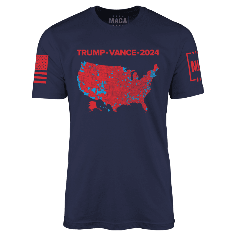 Trump Vance 2024 Electoral MapMens Tees activewear Augusta 790 navy