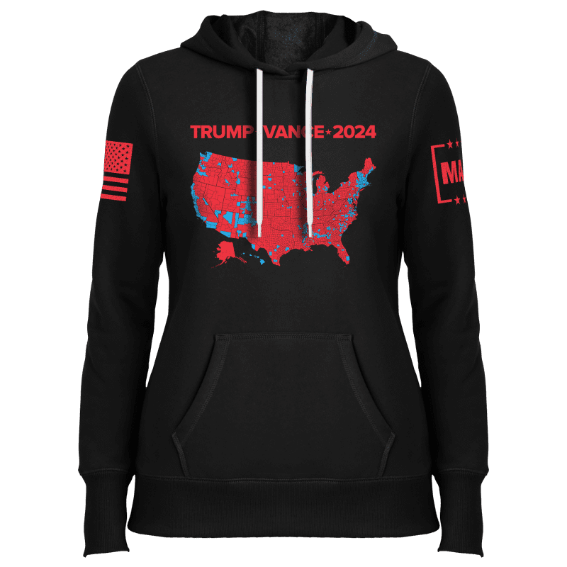 Trump Vance 2024 Electoral Map LADIES HOODIE Black front