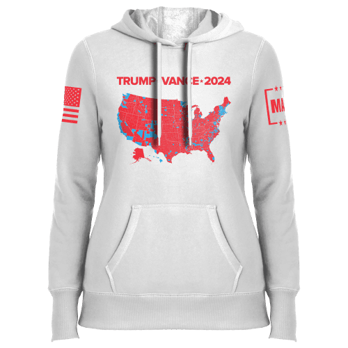 Trump Vance 2024 Electoral Map LADIES HOODIE White front