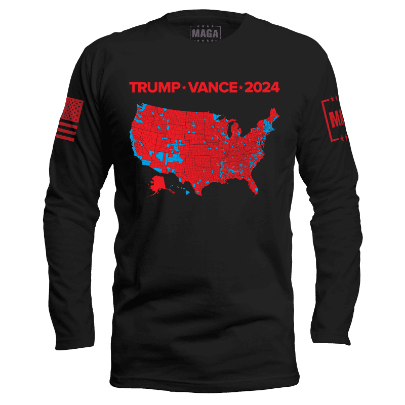 TrumpVance2024ElectoralMap MENSLONGSLEEVEBlack front