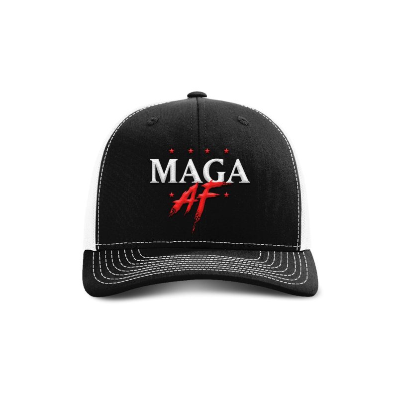 Adjustable Snapback Trucker Cap / Black/ White MAGA AF Trucker Hat maga trump