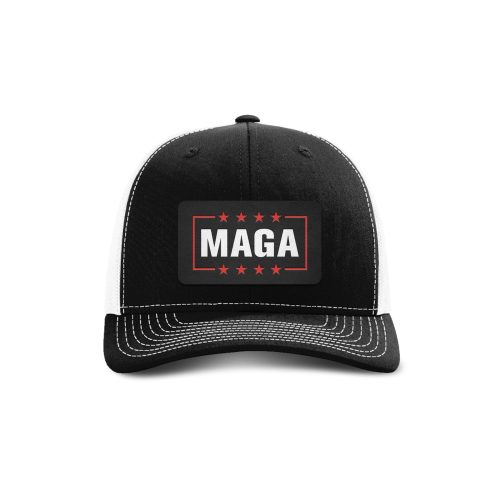 Adjustable Snapback Trucker Cap / Black/ White MAGA Patch Hat maga trump