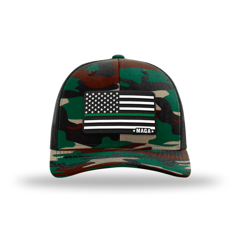 Adjustable Snapback Trucker Cap / Camo Maga Thin Green Line Flag Hat maga trump