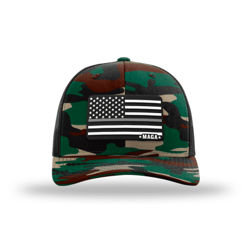 Adjustable Snapback Trucker Cap / Camo Maga Thin Grey Line Flag Hat maga trump