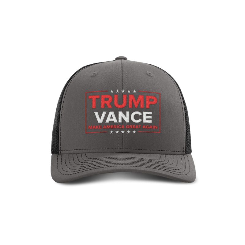 Adjustable Snapback Trucker Cap / Charcoal/ Black Trump Vance Trucker Hat maga trump