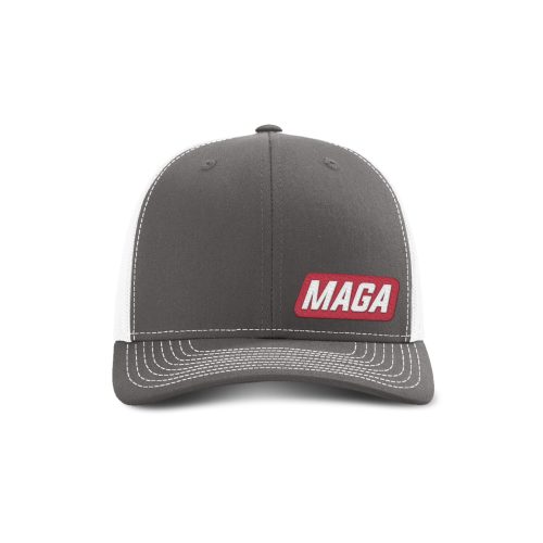 Adjustable Snapback Trucker Cap / Charcoal/ White / OS MAGA Patch Trucker maga trump