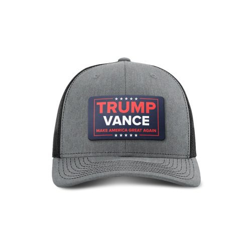 Adjustable Snapback Trucker Cap / Heather Grey/ Black Trump Vance Patch Trucker Hat maga trump