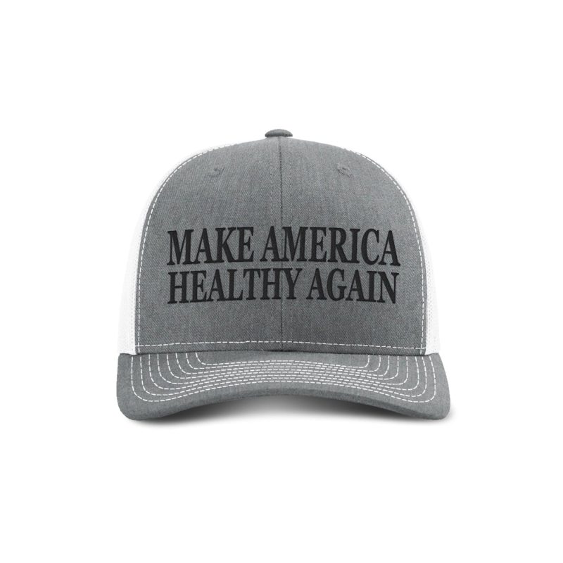 Adjustable Snapback Trucker Cap / Heather Grey/ White Make America Healthy Again Trucker Hat maga trump