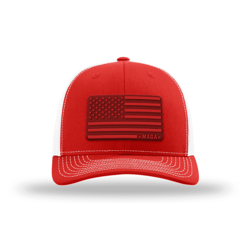 Adjustable Snapback Trucker Cap / Red/ White / One Size MAGA Flag Patch Trucker Hat maga trump