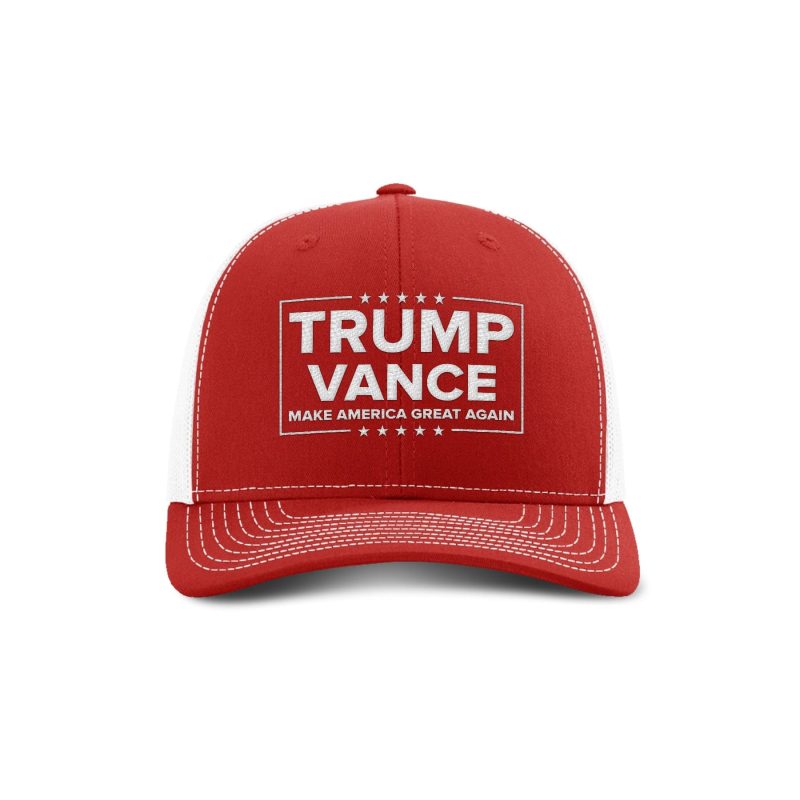 Adjustable Snapback Trucker Cap / Red/ White Trump Vance Trucker Hat maga trump