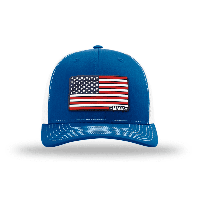 Adjustable Snapback Trucker Cap / Royal/ White Maga American Flag Hat maga trump