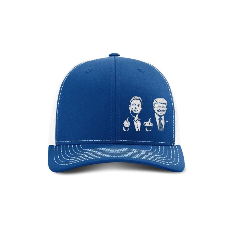 Adjustable Snapback Trucker Cap / Royal/ White Trump And Elon Flipping The Bird Trucker Hat maga trump