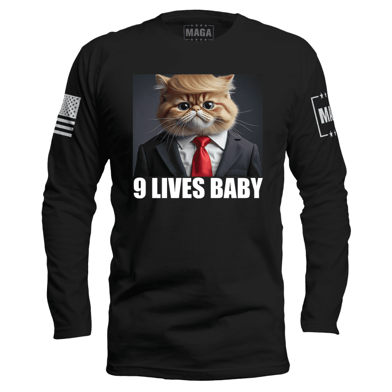 Black / S 9 Lives Baby Long Sleeve maga trump