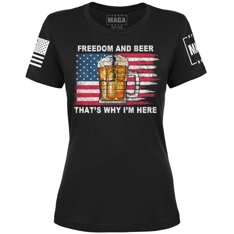 Black / XS Freedom And Beer Ladies Tee maga trump