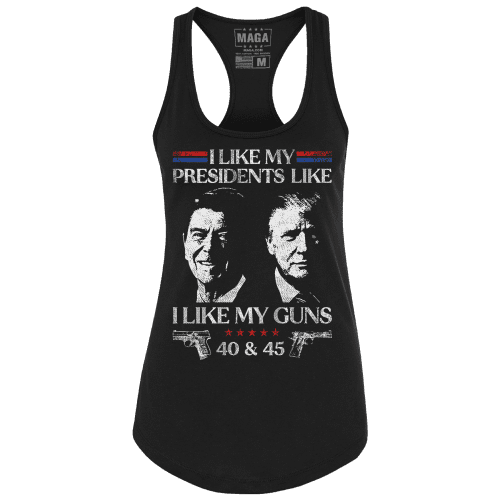 Black / XS I Like My Presidents Racerback Tank maga trump