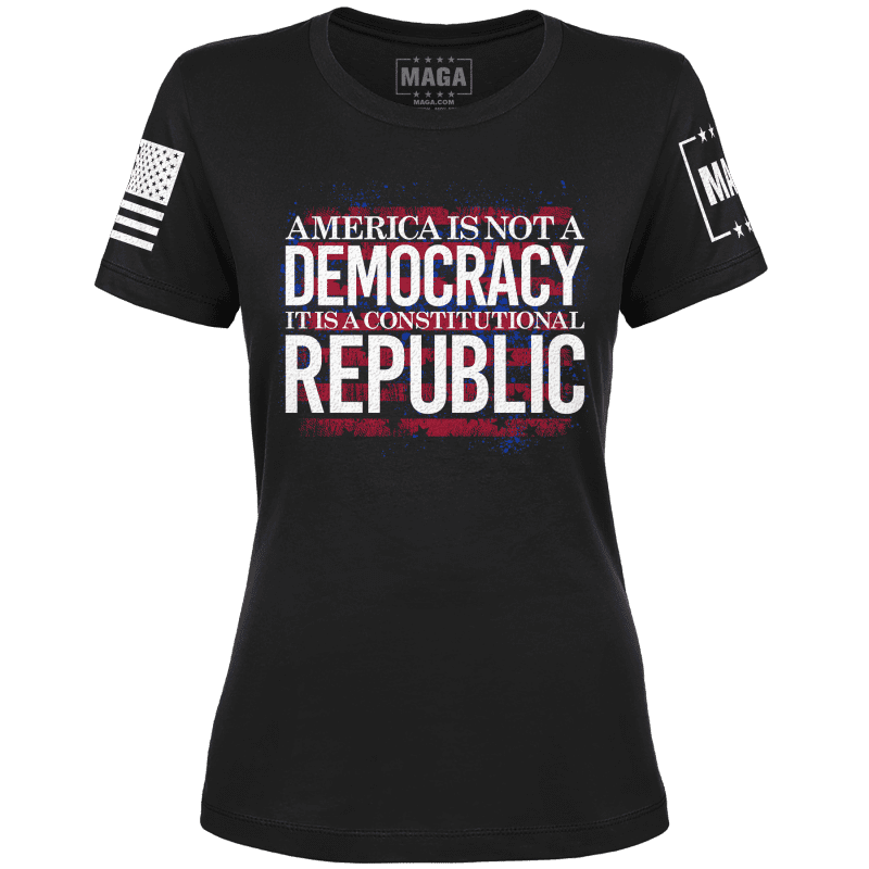 Black / XS It's a Constitutional Republic Not a Democracy Ladies Tee maga trump