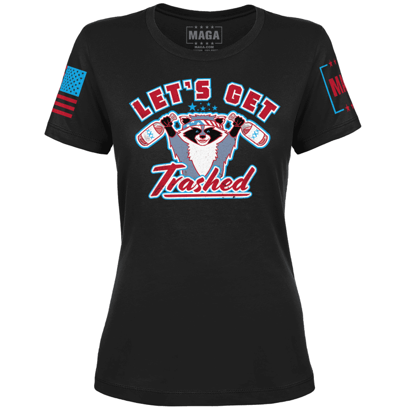 Black / XS Let's Get Trashed Ladies Tee maga trump