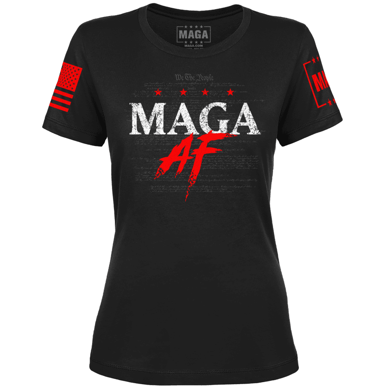 Black / XS MAGA AF Ladies Tee maga trump