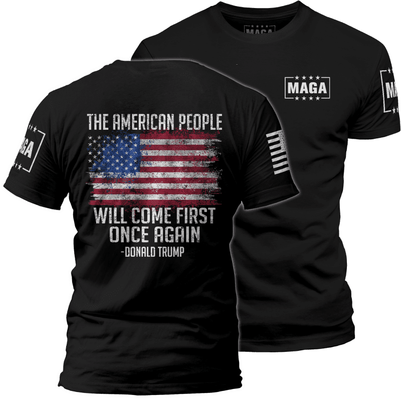 Black / XS The American People Will Come First maga trump