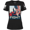 Black / XS Trump Fight Iconic Ladies Tee maga trump