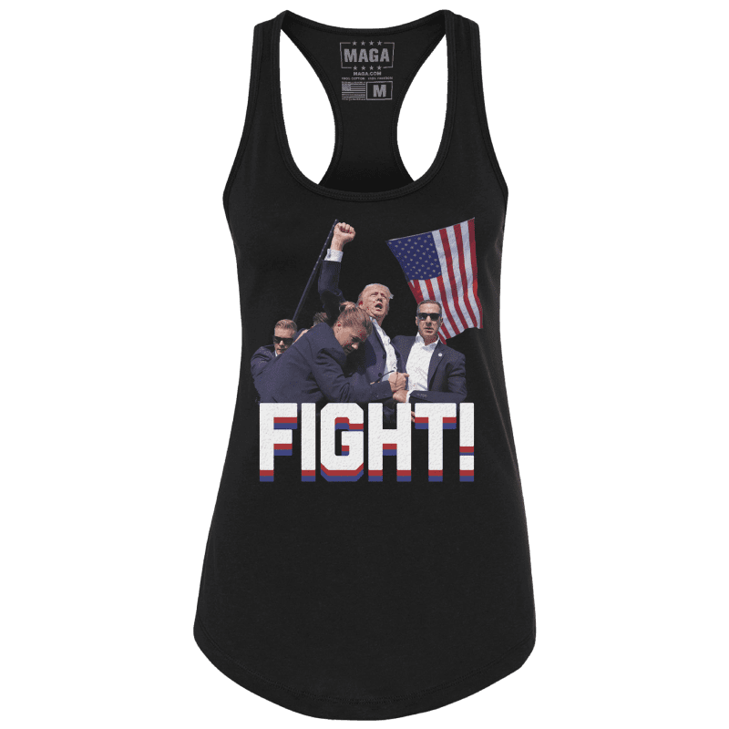 Black / XS Trump Fight Racerback Tank Top maga trump