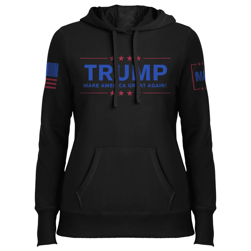 Black / XS Trump MAGA Ladies Hoodie - Black maga trump