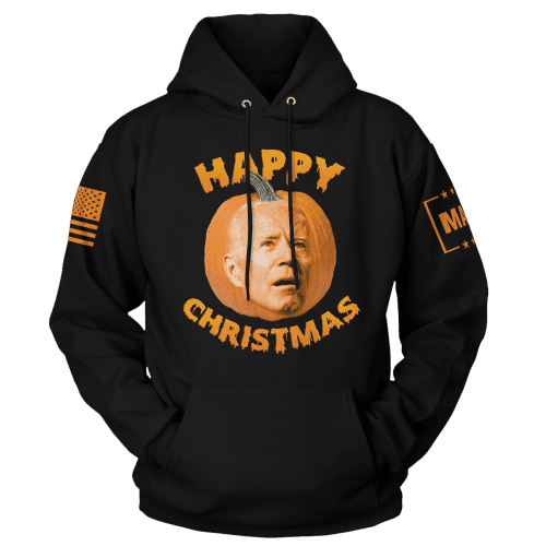 Men's Hoodie / Black / XS Happy Christmas maga trump