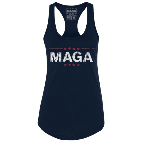 Midnight Navy / XS MAGA Ladies Racerback Tank - Navy Blue maga trump