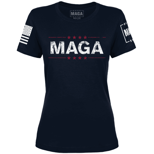 Midnight Navy / XS MAGA Ladies Tee - Navy Blue maga trump