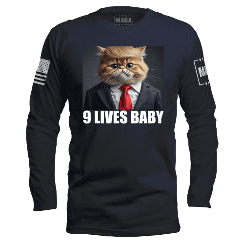 Navy / S 9 Lives Baby Long Sleeve maga trump