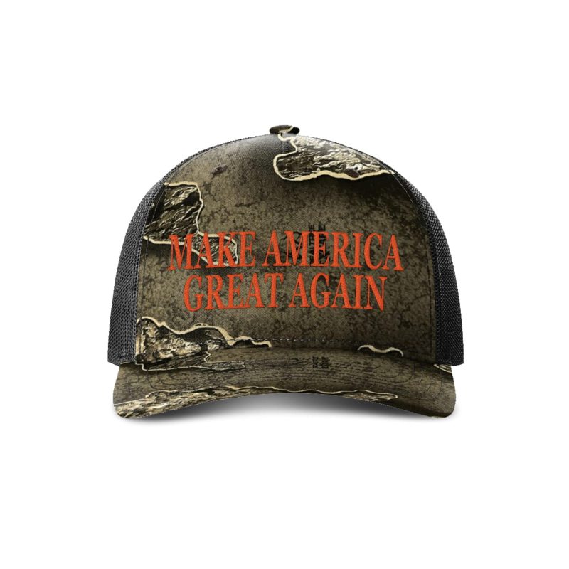 Printed Five Panel Trucker / RealTree Excape/ Black MAGA Camo Hats maga trump