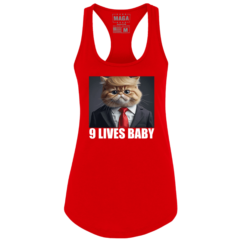 Red / XS 9 Lives Baby Racerback Tank Top maga trump