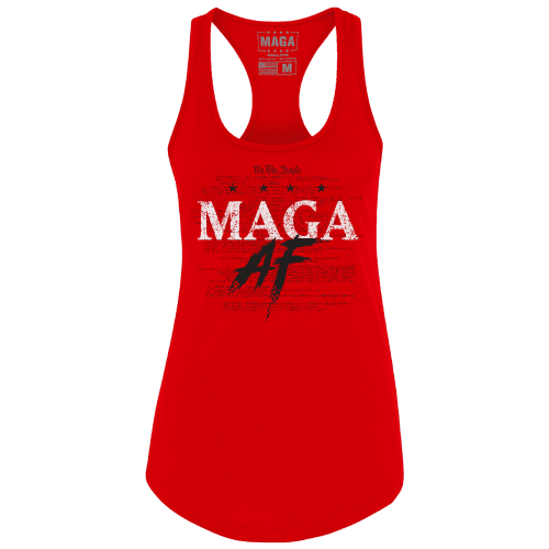 Red / XS MAGA AF Ladies Racerback Tank Top maga trump