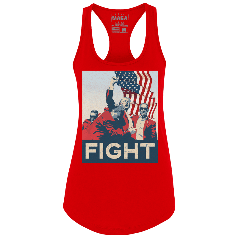 Red / XS Trump Fight Iconic Racerback Tank Top maga trump