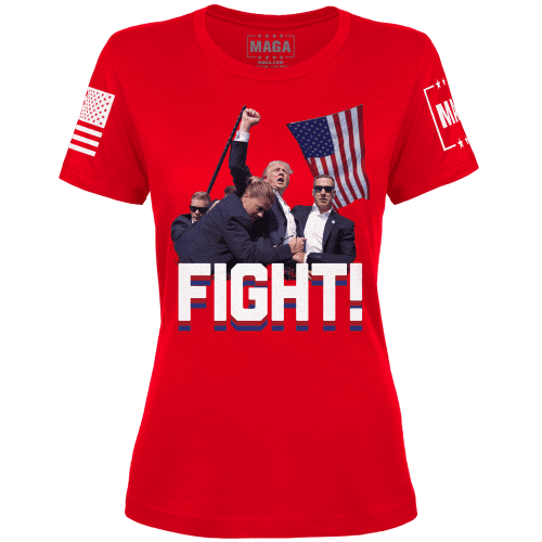 Red / XS Trump Fight Ladies Tee maga trump