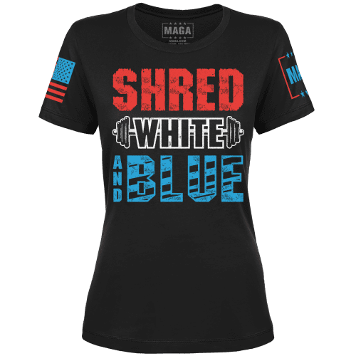 Shred White And Blue Ladies Tee maga trump